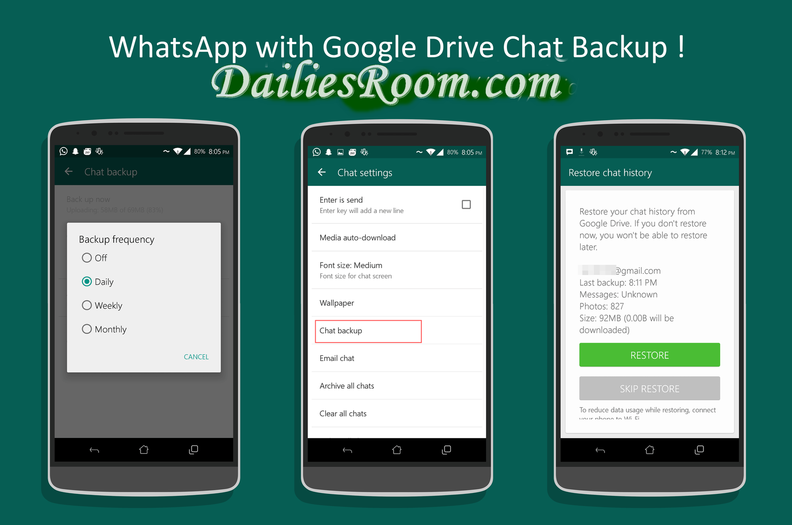 How to Backup Whatsapp messages and media to Google Drive on Android