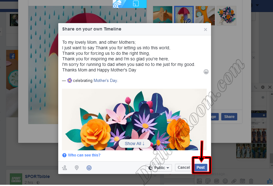 How to Send Mother's Day wishes with Facebook Mother's Day cards