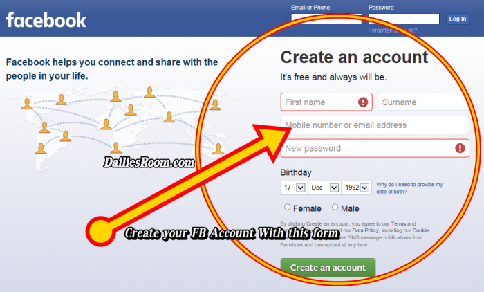 How To Open A New Facebook Account From www.facebook.com or FB App