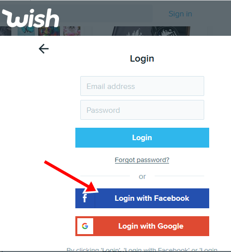 Wish Login With Facebook Account & Wish Sign In With Google Guide