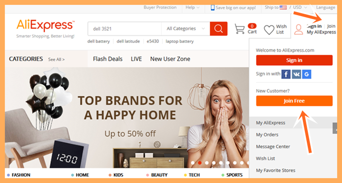 How to Create New AliExpress Account - AliExpress Sign Up Using Facebook