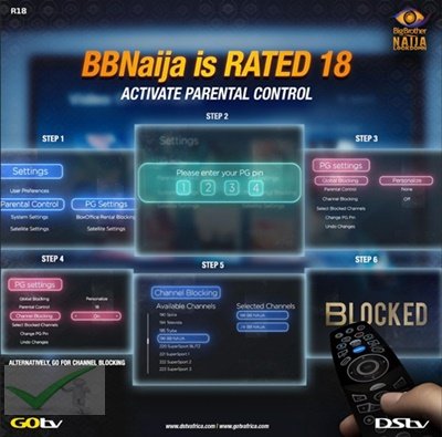 How To Set Up BBNaija Parental Control On DStv And GOtv